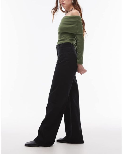 ARKET Black Lupine Stretch Cotton High Rise Wide Leg Jeans
