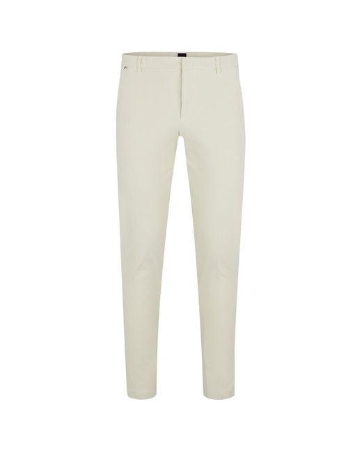 Boss Natural Kaito1 Solid Patterned Straight Chinos for men
