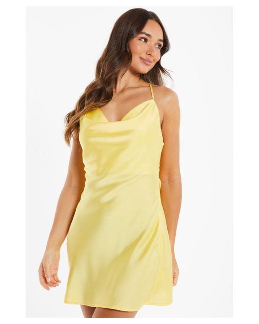 Quiz Yellow Satin Mini Dress