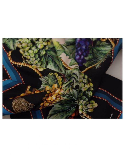 Dolce & Gabbana Green Vineyard Print Silk Scarf for men