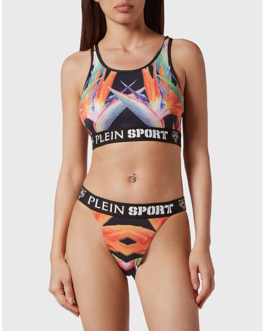 Philipp Plein Bikini Flowers in het Brown