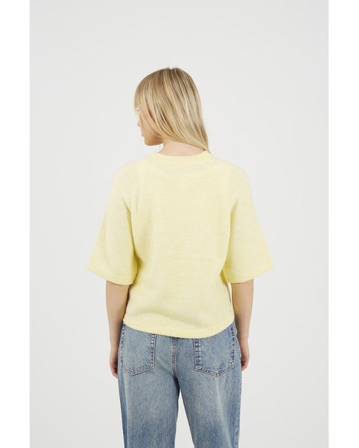 Brave Soul Natural Short Sleeve Jumper With Floral Embroidery
