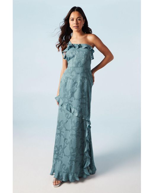 Oasis Blue Rose Georgette One Shoulder Bridesmaids Dress
