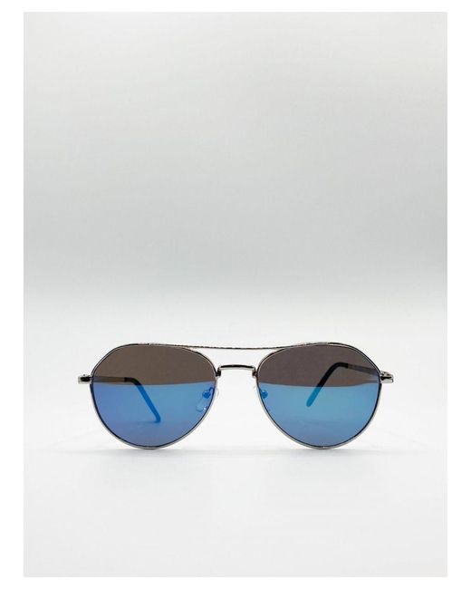 SVNX White Aviator Sunglasses With Revo Lenses Metal (Archived)
