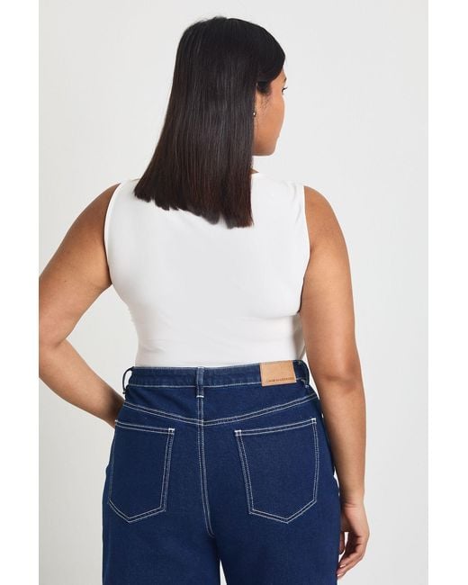 Boohoo Blue Plus Matte Slinky Twist Front Detail Sleeveless Top