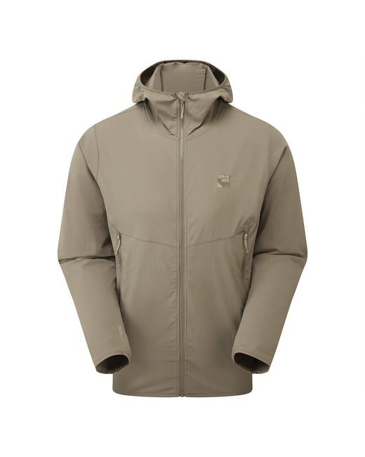 Sprayway Brown Lightweight Softshell Hiking Hoodie Jacket With Water Repellent Finish for men