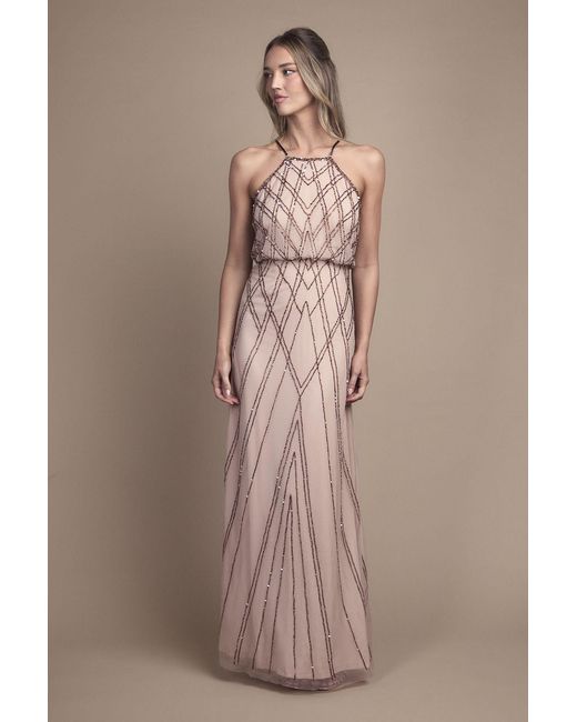 Oasis Brown Sleeveless Sequin Maxi Bridesmaid Dress