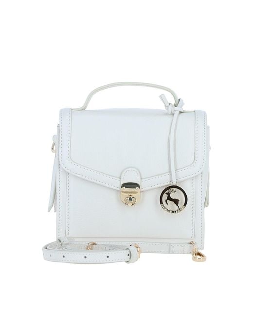 Ashwood Leather White Compact Handbag With Detachable Crossbody Strap