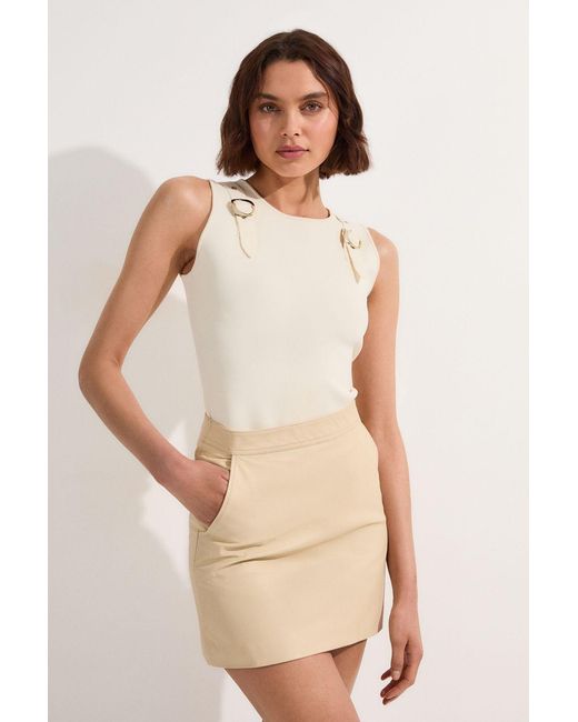 Karen Millen Natural Leather Signature Mini Skirt