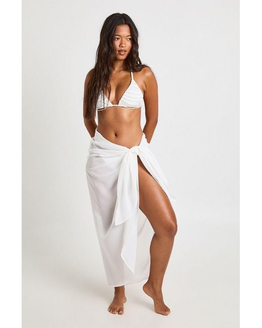 Boohoo White Tie Knot Maxi Beach Sarong