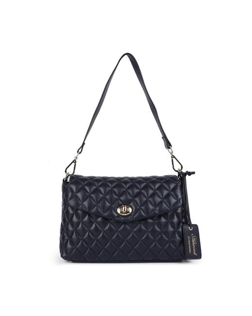 Ashwood Leather Blue 'Tramonto Toscana' Real Flapover Quilted Bag