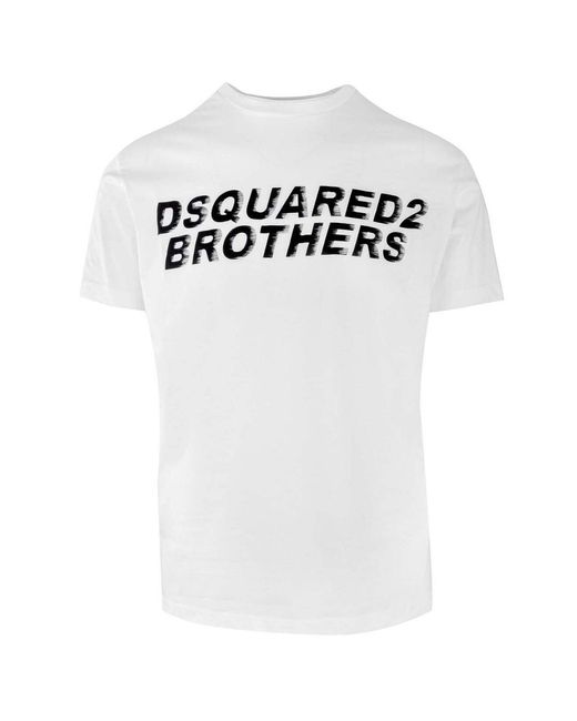DSquared² White Brothers Fading Logo T-Shirt Cotton for men