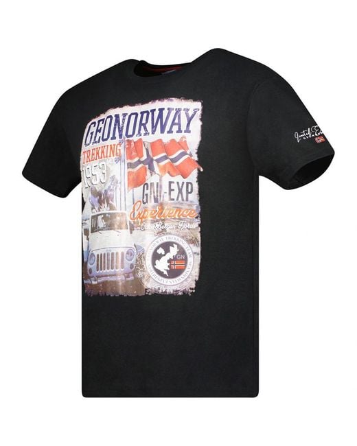GEOGRAPHICAL NORWAY Black Jalibu Short Sleeve T-Shirt for men