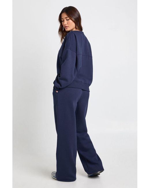 Boohoo Blue Button Through Cardigan Sweatshirt And Straight Leg Jogger Tracksuit