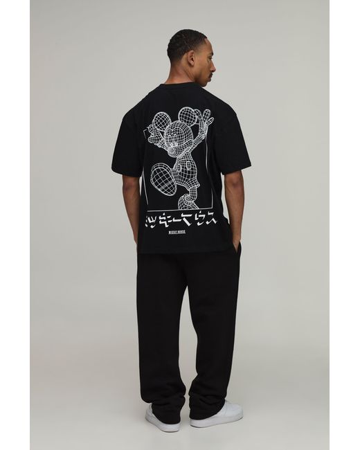 BoohooMAN Black Oversized Mickey Mouse License Print T-Shirt for men