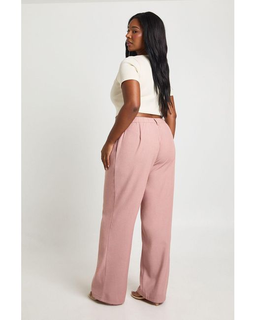 Boohoo Pink Plus Tailored Wide Leg Trouser