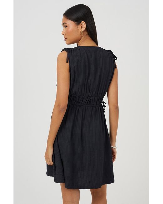 Brave Soul Blue V-Neck Sleeveless Midi Dress With Tie Details