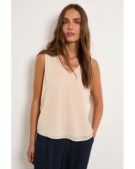 Wallis Natural Chiffon V Neck Cami Top