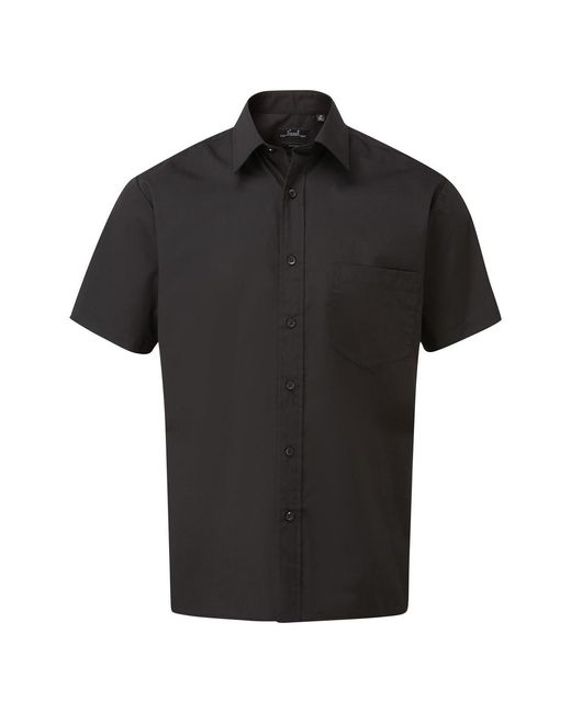 PREMIER Black Short Sleeve Poplin Shirt for men