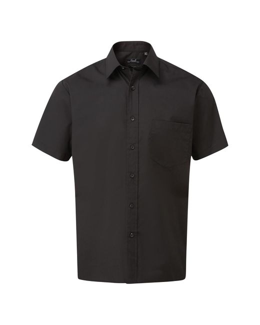 PREMIER Black Short Sleeve Poplin Shirt for men