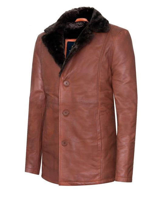 Infinity Leather Red Reefer Blazer Jacket -Pablo for men