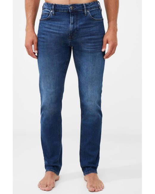 French Connection Blue Cotton Slim Fit Stretch Jeans for men
