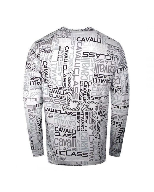 Roberto Cavalli Gray Multi Logo Design Sweatshirt for men