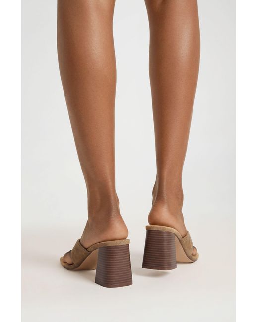 Boohoo Brown Toe Post Stack Heeled Mules