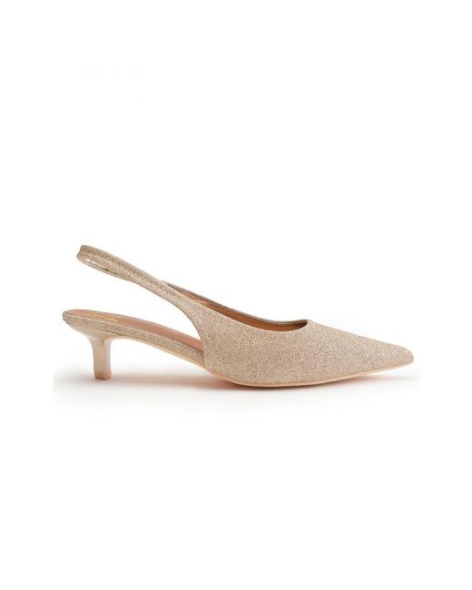 Where's That From Pink 'New' Form Low Kitten Heels With Pointed Toe & Elastic Slingback