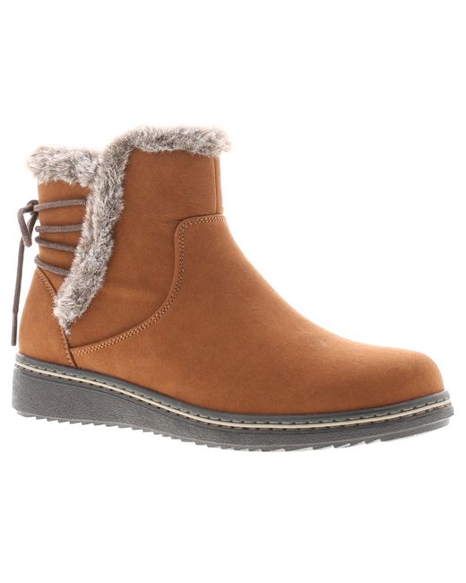 Wynsors Brown Ankle Boots Fuax Fur Trim Mollie Zip Fastening