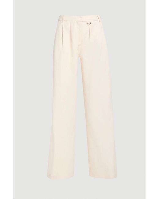 Karen Millen Natural Tencel Blend Tailored Wide Leg Trouser