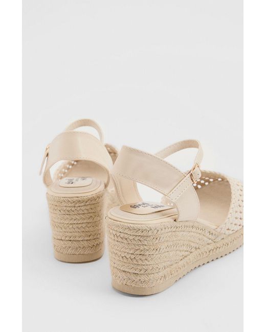 Good for the Sole Natural Keira Faux Leather Woven Comfort Closed Toe Espadrille Wedge Sandals
