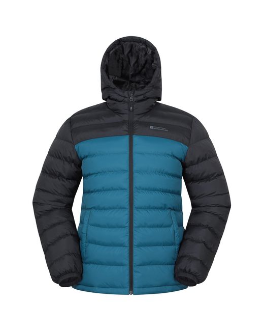 Mountain Warehouse Blue 'Season' Padded Jacket With Side Pockets Water Resistant Warm Coat Polyamide for men