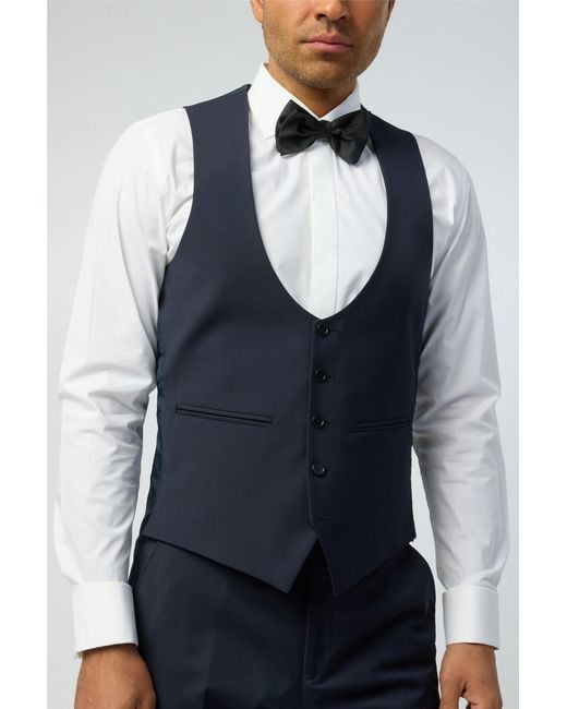 Scott Blue Sleeveless V-Neck Slim Fit Waistcoat for men