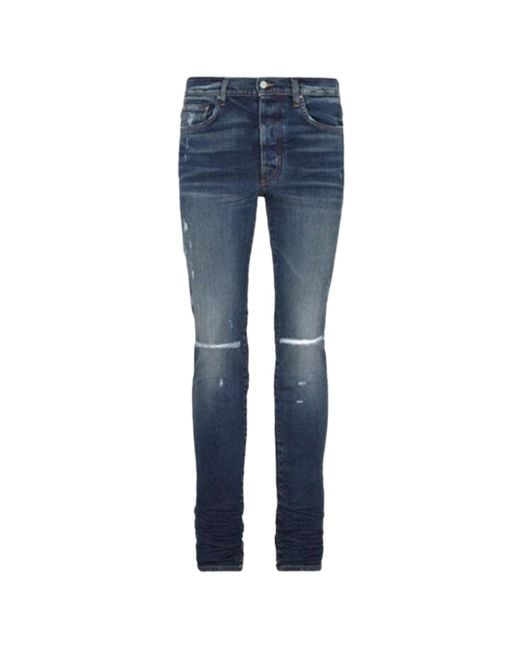 Amiri Slim Fit Slash Deep Klassieke Blauwe Denimjeans in het Blue voor heren