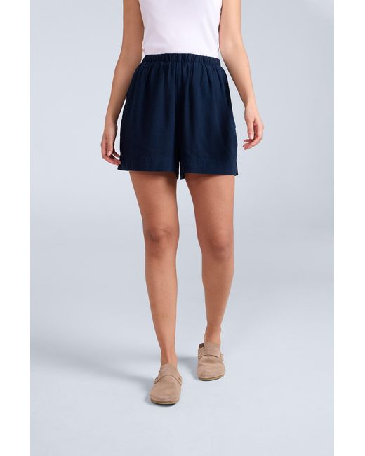 Mountain Warehouse Blue 'Nova' Linen Shorts Regular Fit Breathable Summer Bottoms Lyocell