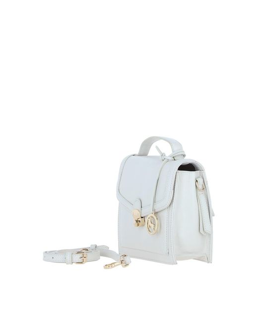 Ashwood Leather White Compact Handbag With Detachable Crossbody Strap
