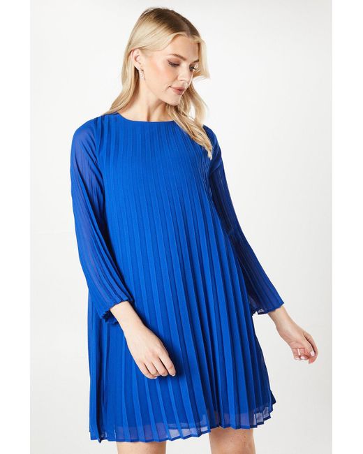 PRINCIPLES Blue Graduated Pleat Shift Dress