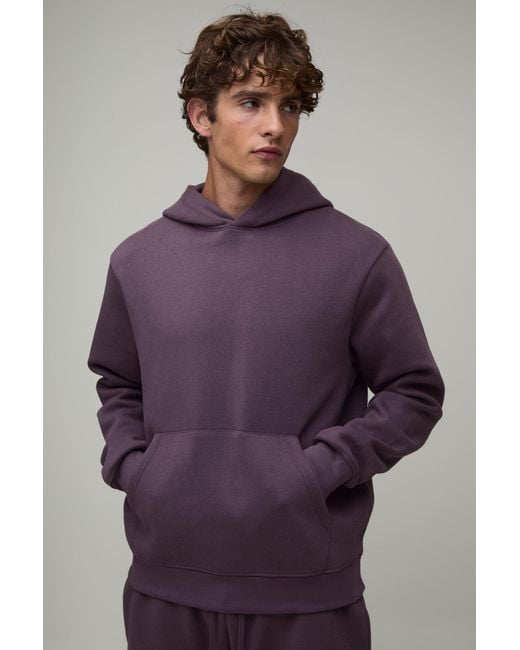BoohooMAN Purple Essential Regular Fit Over The Head Hoodie for men