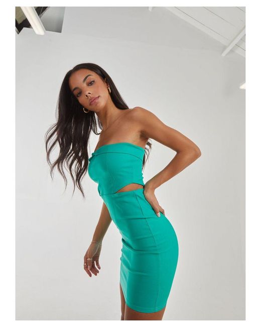 Pink Vanilla Blue Cut Out Bandeau Bodycon Dress