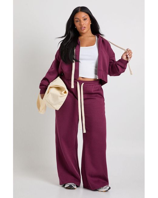 Boohoo Red Plus Contrast Drawcord Straight Leg Jogger
