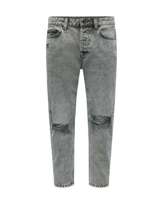 Only & Sons Tapered Fit Jeans Onsavi Beam Grey Denim Pk2315 in het Grijs  voor heren | Lyst NL