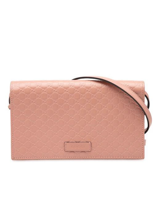 Gucci Pink Pre-Owned Microssima Wallet On Strap