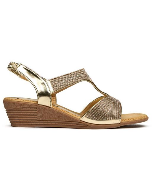 SOLESISTER Metallic Dana Wedge Sandals