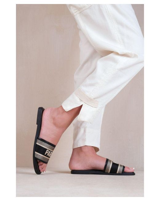 Where's That From Pink 'Candour' Textile Strap Slip On Sandals