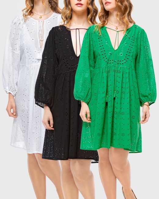 Elle Green Jane Embroidery Anglaise Beach Dress Multi Pack