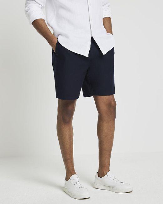 River Island Blue Shorts Regular Fit Pull On Cotton for men