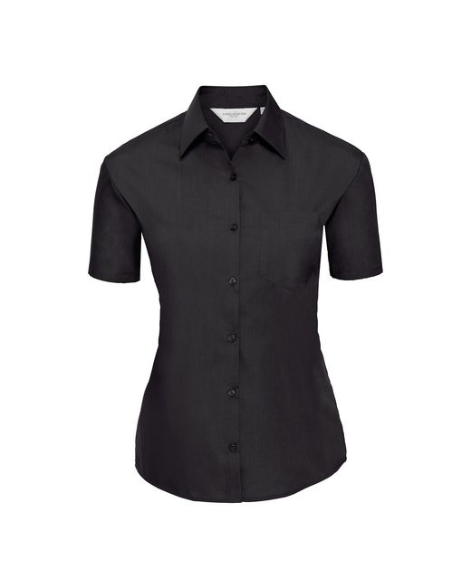 Russell Black Collection /Ladies Poplin Easy-Care Short-Sleeved Shirt