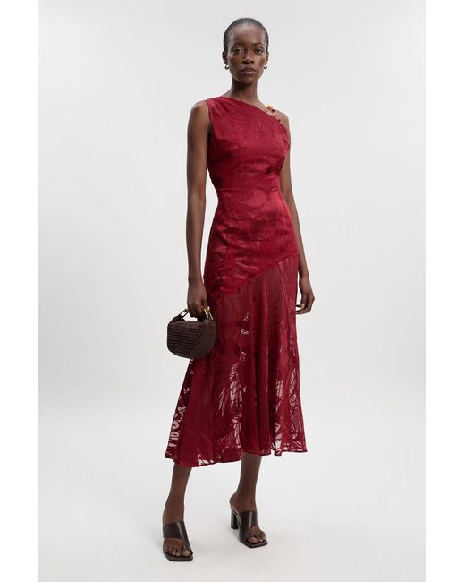 open lace back dress Leon Silk-Satin Midi Devor in Bouquet Devor Navy