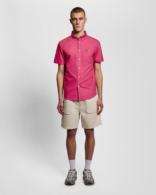 Lyle & Scott Red Short Sleeve Oxford Shirt for men